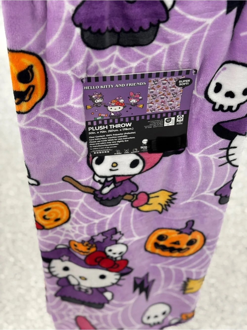 Hello Kitty Purple Halloween Plush Throw Blanket